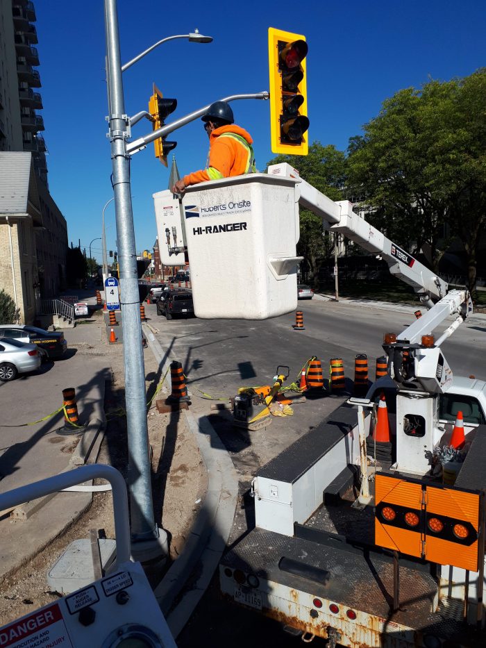 Bucket truck on Weber Street